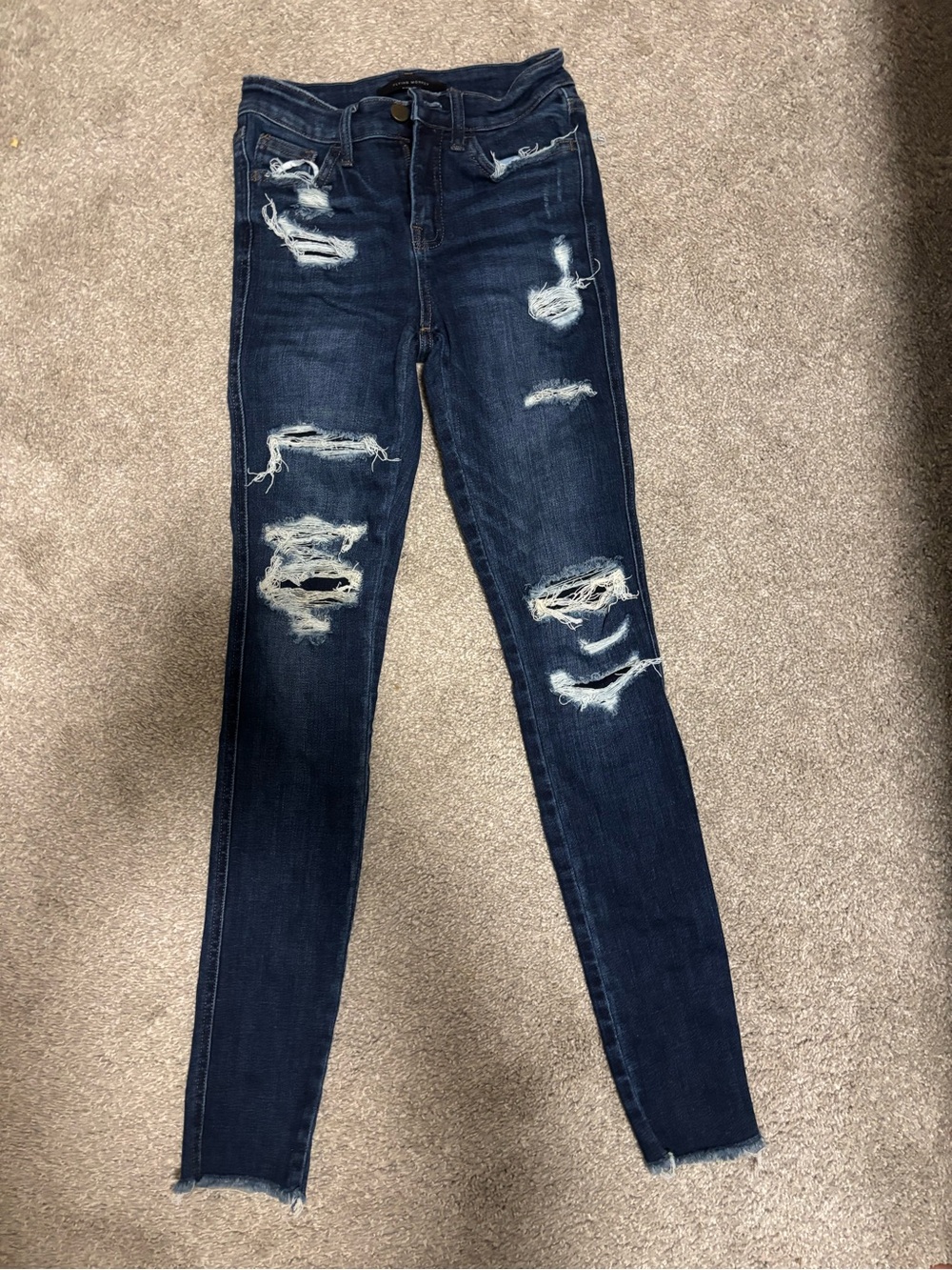 Flying Monkey Dark Blue Distressed High-Rise Skinny Jeans